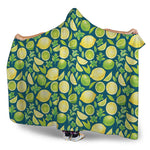 Lime And Lemon Pattern Print Hooded Blanket
