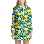 Lime And Lemon Pattern Print Hoodie Dress
