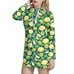 Lime And Lemon Pattern Print Hoodie Dress
