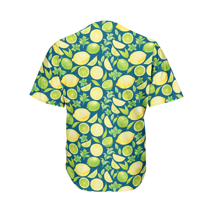 Lime And Lemon Pattern Print Men's Baseball Jersey