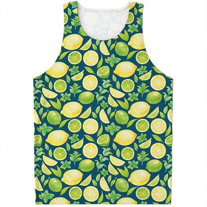 Lime And Lemon Pattern Print Men's Tank Top