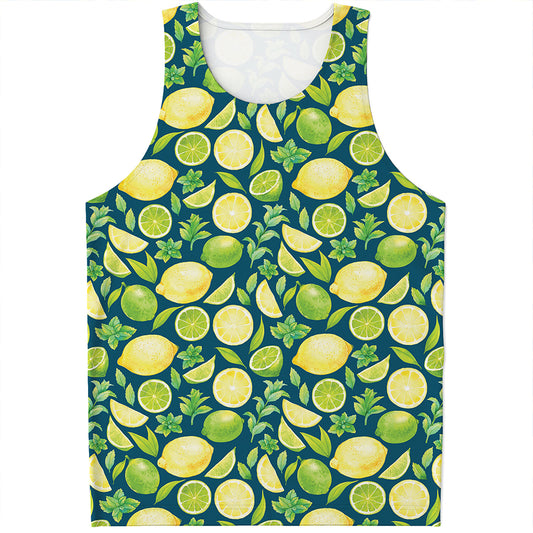 Lime And Lemon Pattern Print Men's Tank Top
