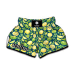 Lime And Lemon Pattern Print Muay Thai Boxing Shorts