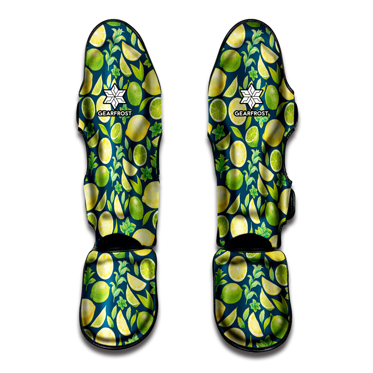 Lime And Lemon Pattern Print Muay Thai Shin Guard