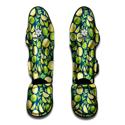 Lime And Lemon Pattern Print Muay Thai Shin Guard