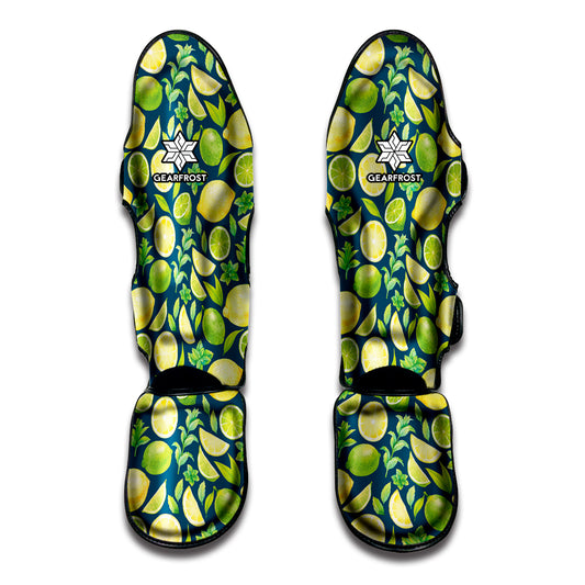 Lime And Lemon Pattern Print Muay Thai Shin Guard