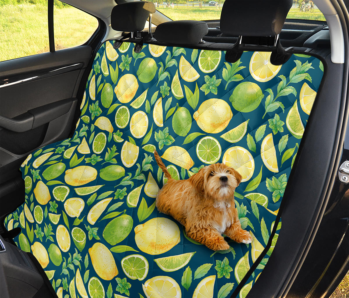 Lime And Lemon Pattern Print Pet Car Back Seat Cover