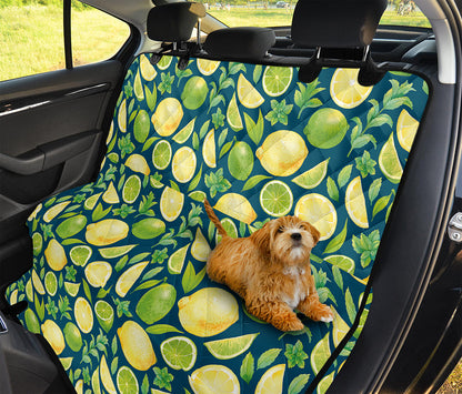 Lime And Lemon Pattern Print Pet Car Back Seat Cover