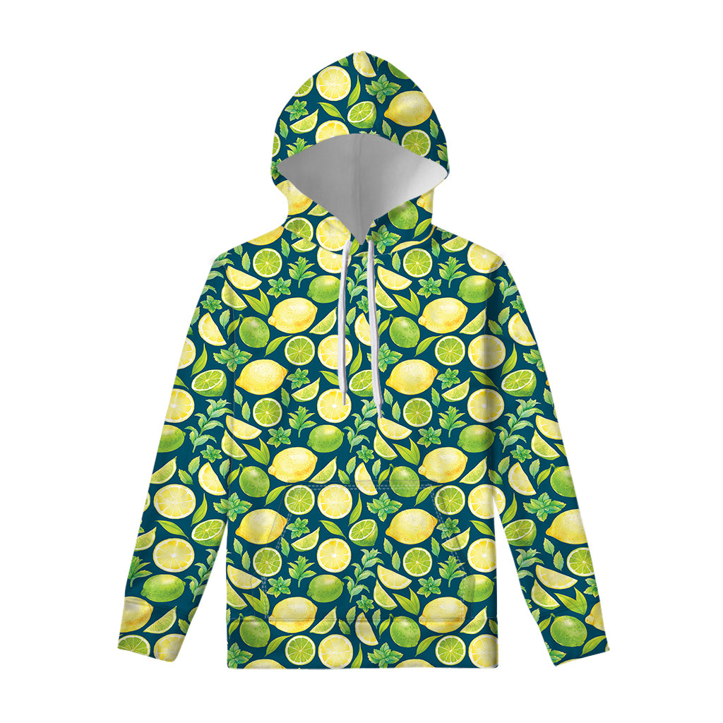 Lime And Lemon Pattern Print Pullover Hoodie