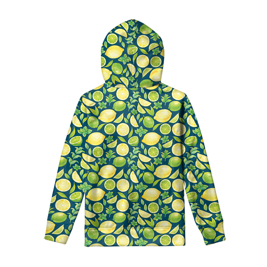 Lime And Lemon Pattern Print Pullover Hoodie