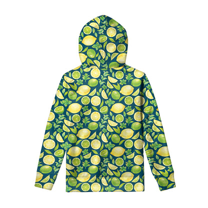 Lime And Lemon Pattern Print Pullover Hoodie
