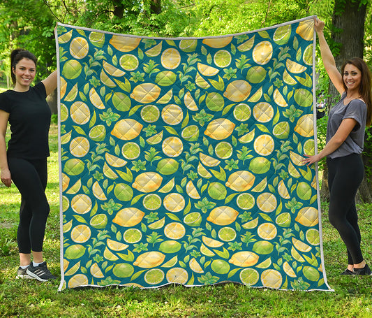 Lime And Lemon Pattern Print Quilt