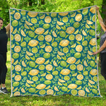 Lime And Lemon Pattern Print Quilt