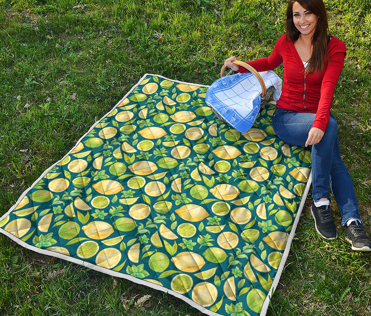 Lime And Lemon Pattern Print Quilt