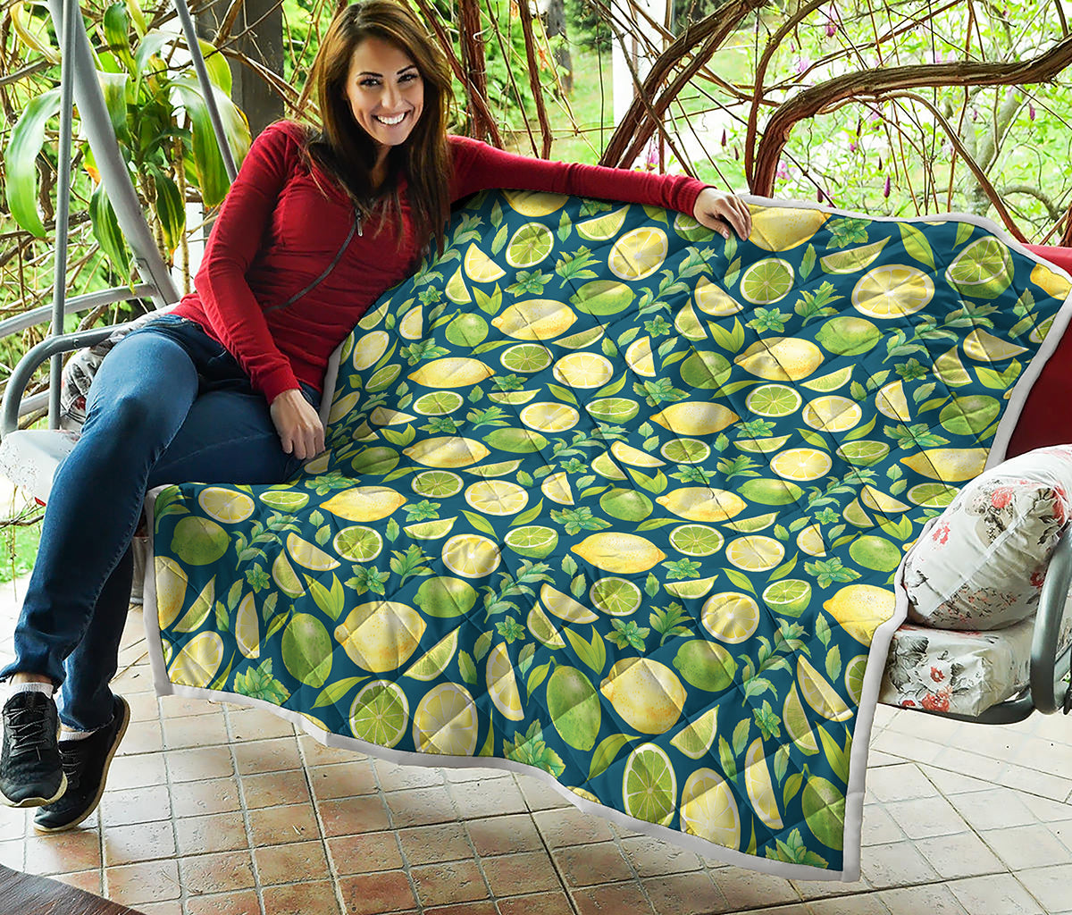 Lime And Lemon Pattern Print Quilt