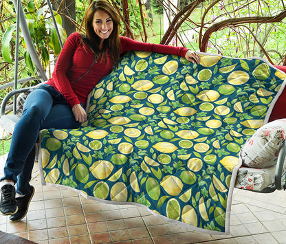 Lime And Lemon Pattern Print Quilt