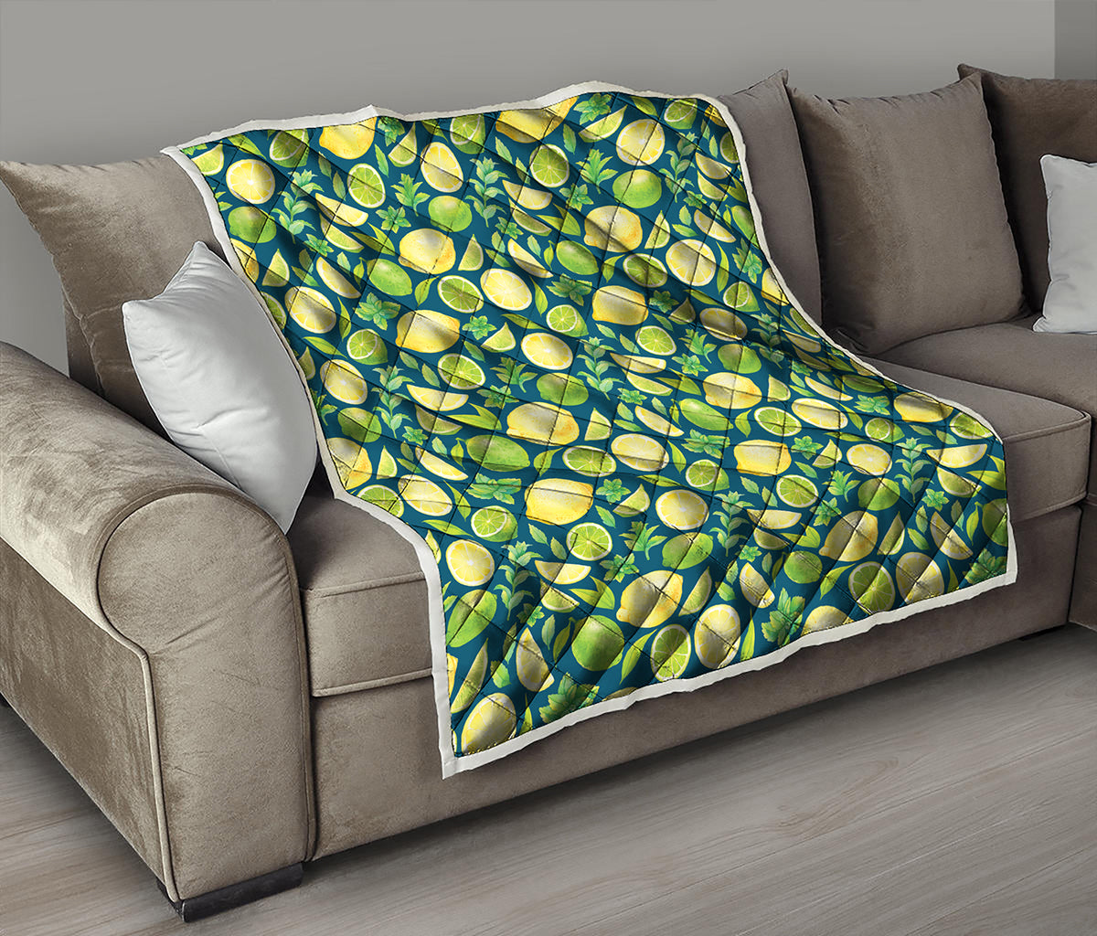 Lime And Lemon Pattern Print Quilt