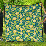 Lime And Lemon Pattern Print Quilt
