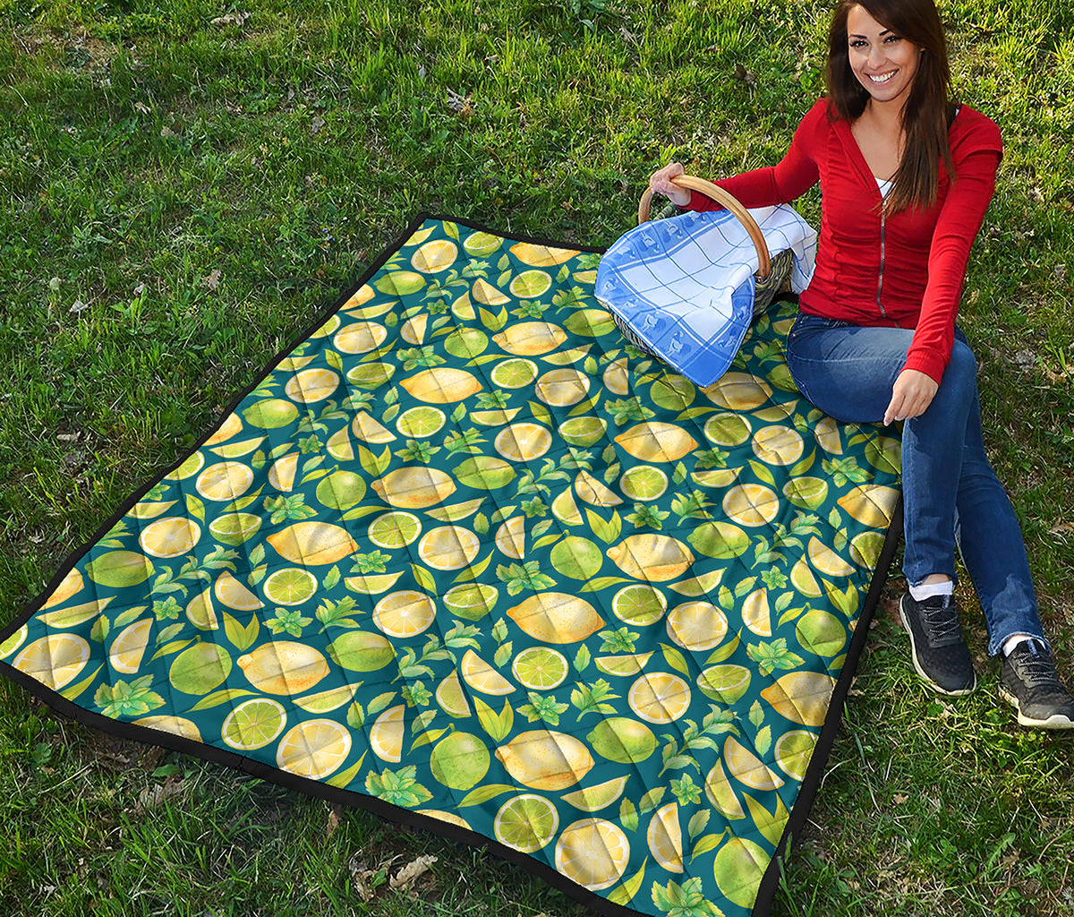 Lime And Lemon Pattern Print Quilt