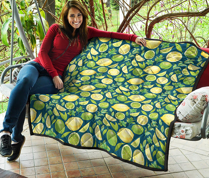 Lime And Lemon Pattern Print Quilt