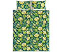 Lime And Lemon Pattern Print Quilt Bed Set