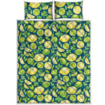 Lime And Lemon Pattern Print Quilt Bed Set