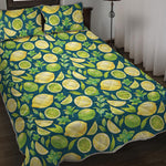 Lime And Lemon Pattern Print Quilt Bed Set