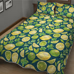 Lime And Lemon Pattern Print Quilt Bed Set