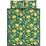 Lime And Lemon Pattern Print Quilt Bed Set