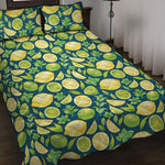 Lime And Lemon Pattern Print Quilt Bed Set