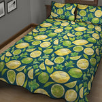 Lime And Lemon Pattern Print Quilt Bed Set