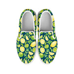 Lime And Lemon Pattern Print White Slip On Shoes
