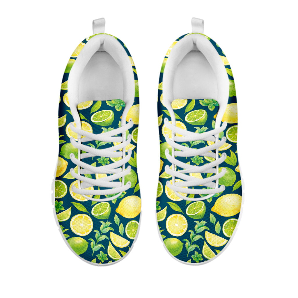 Lime And Lemon Pattern Print White Sneakers