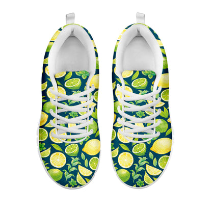 Lime And Lemon Pattern Print White Sneakers