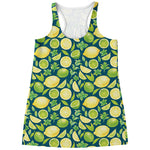 Lime And Lemon Pattern Print Women's Racerback Tank Top