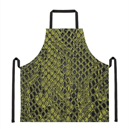 Lime Green And Black Snakeskin Print Apron