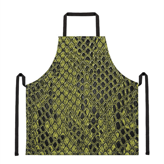 Lime Green And Black Snakeskin Print Apron