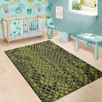 Lime Green And Black Snakeskin Print Area Rug