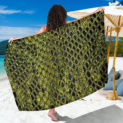 Lime Green And Black Snakeskin Print Beach Sarong Wrap