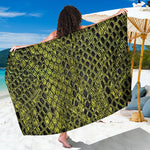 Lime Green And Black Snakeskin Print Beach Sarong Wrap