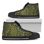 Lime Green And Black Snakeskin Print Black High Top Shoes