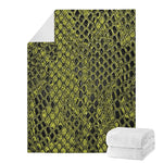 Lime Green And Black Snakeskin Print Blanket