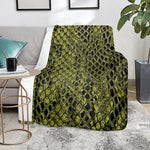 Lime Green And Black Snakeskin Print Blanket