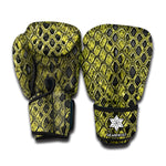 Lime Green And Black Snakeskin Print Boxing Gloves