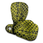 Lime Green And Black Snakeskin Print Boxing Gloves