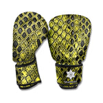 Lime Green And Black Snakeskin Print Boxing Gloves