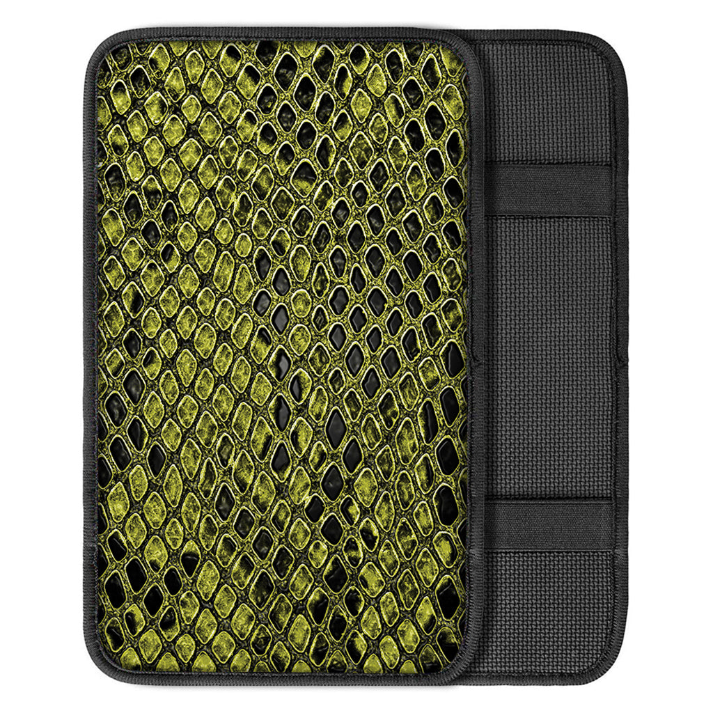 Lime Green And Black Snakeskin Print Car Center Console Cover