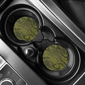 Lime Green And Black Snakeskin Print Car Coasters