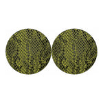 Lime Green And Black Snakeskin Print Car Coasters