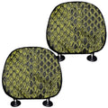 Lime Green And Black Snakeskin Print Car Headrest Covers